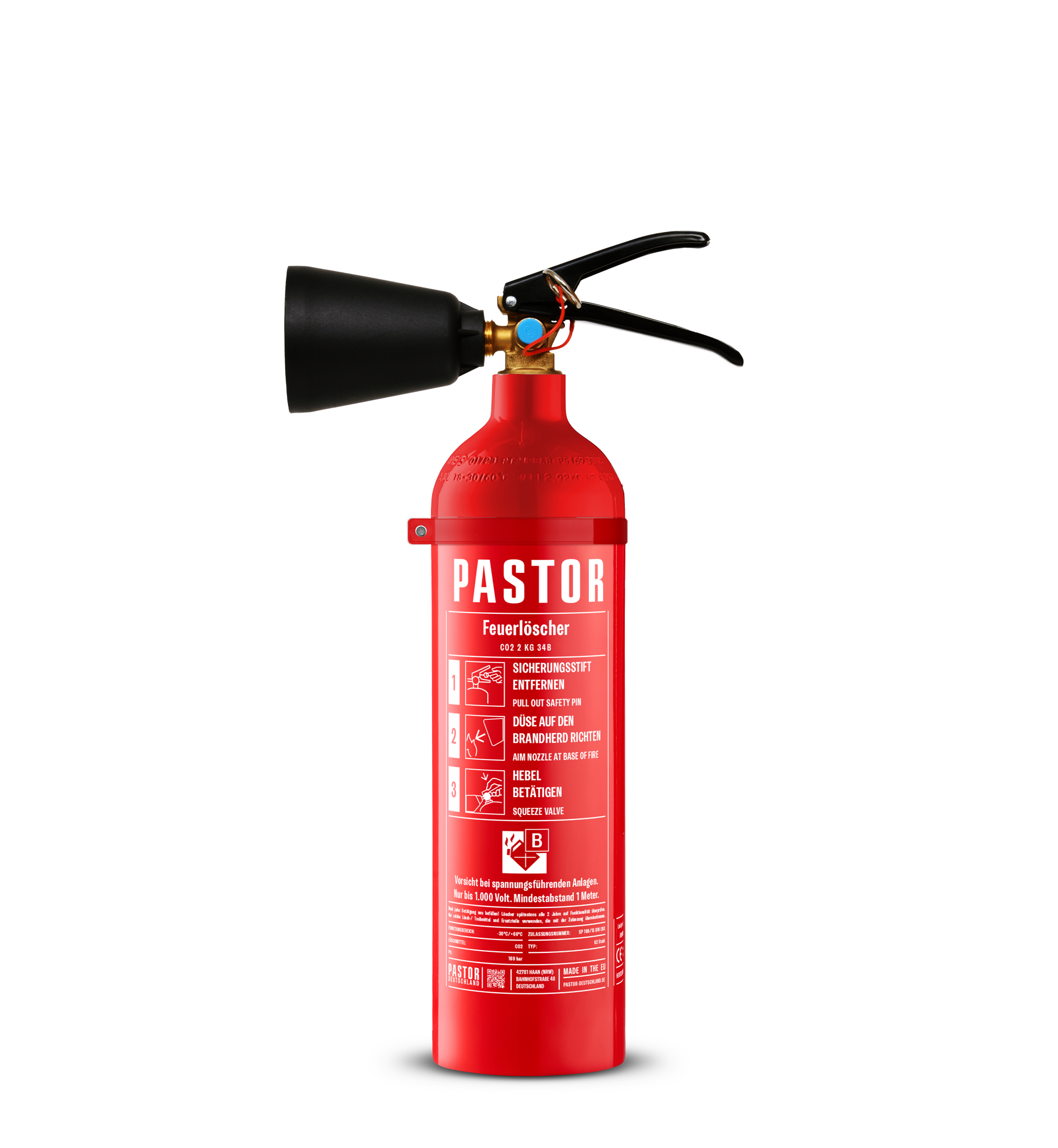 K2 Stahl Kohlendioxid-Feuerlöscher Pastor Deutschland